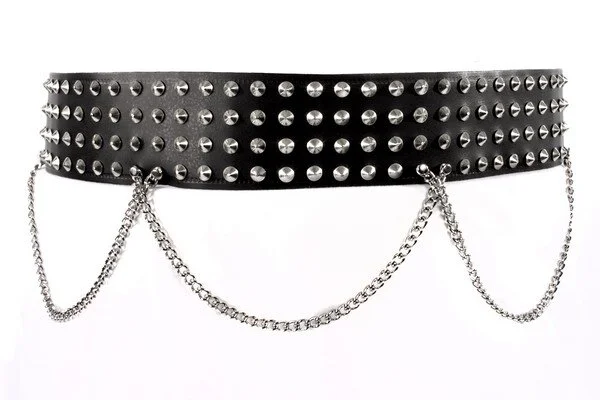 Leather belt deals chain